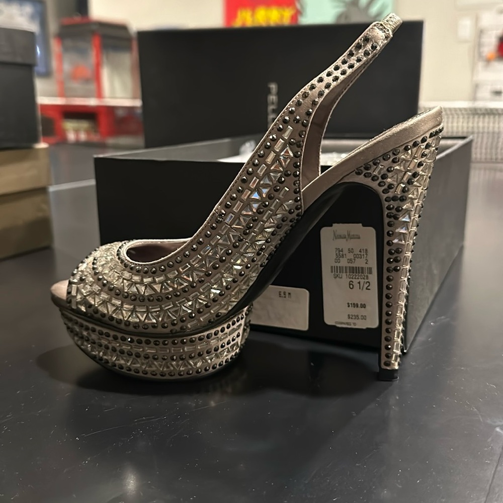 Pelle Moda silk platform heels